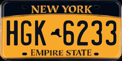 NY license plate HGK6233