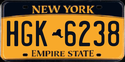 NY license plate HGK6238