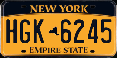 NY license plate HGK6245