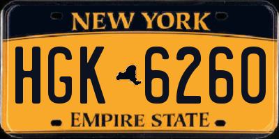NY license plate HGK6260