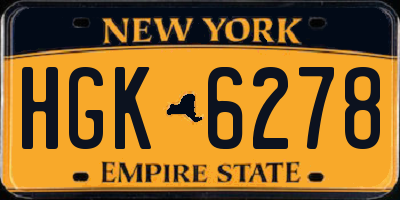 NY license plate HGK6278