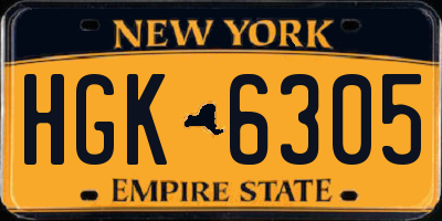 NY license plate HGK6305