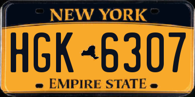 NY license plate HGK6307