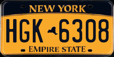 NY license plate HGK6308
