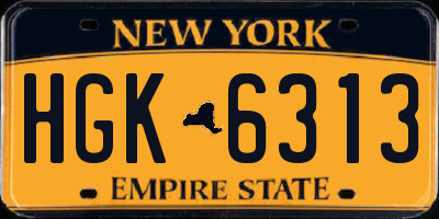 NY license plate HGK6313