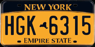 NY license plate HGK6315