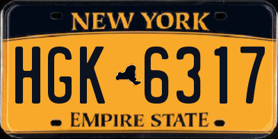 NY license plate HGK6317