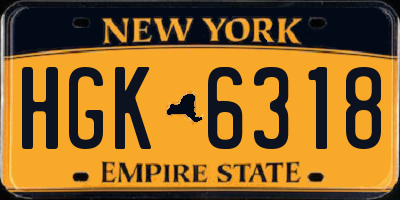 NY license plate HGK6318