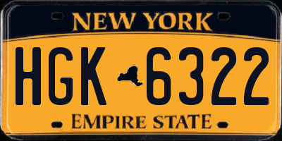 NY license plate HGK6322