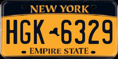 NY license plate HGK6329