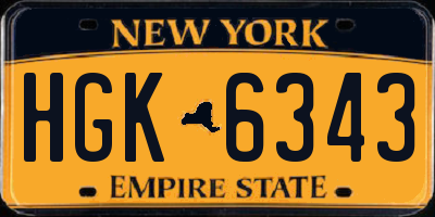 NY license plate HGK6343