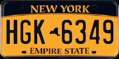 NY license plate HGK6349