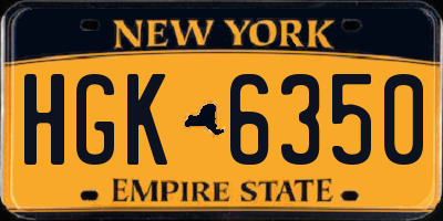 NY license plate HGK6350