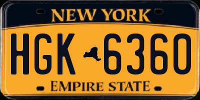 NY license plate HGK6360