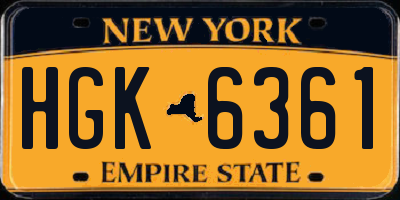 NY license plate HGK6361