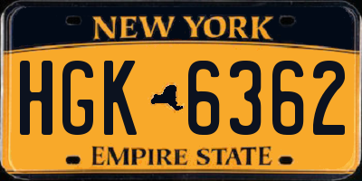 NY license plate HGK6362