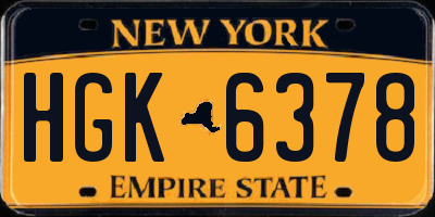 NY license plate HGK6378