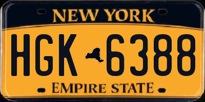 NY license plate HGK6388