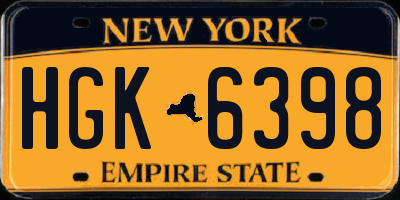 NY license plate HGK6398