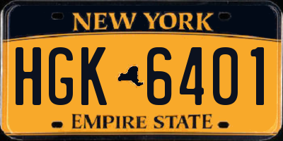 NY license plate HGK6401