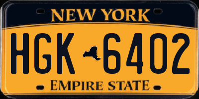 NY license plate HGK6402
