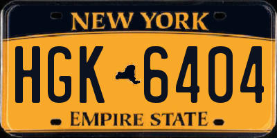 NY license plate HGK6404