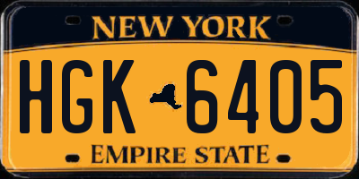 NY license plate HGK6405