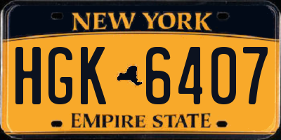 NY license plate HGK6407