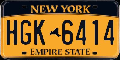 NY license plate HGK6414