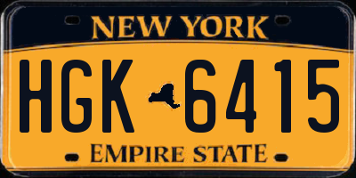 NY license plate HGK6415