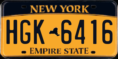 NY license plate HGK6416
