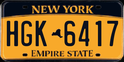 NY license plate HGK6417