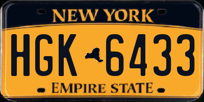 NY license plate HGK6433