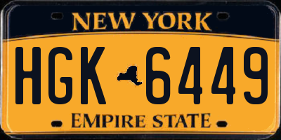 NY license plate HGK6449