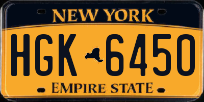 NY license plate HGK6450