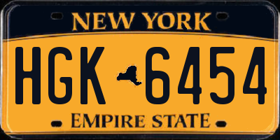 NY license plate HGK6454