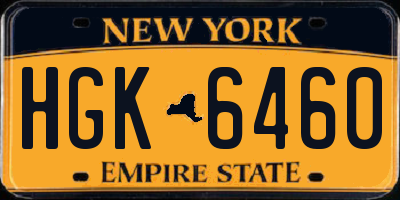 NY license plate HGK6460