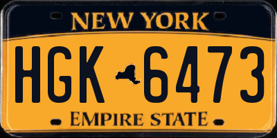 NY license plate HGK6473