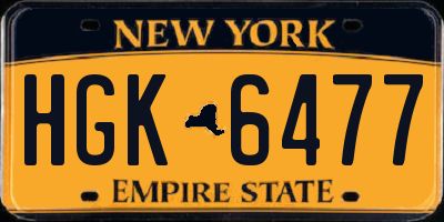 NY license plate HGK6477