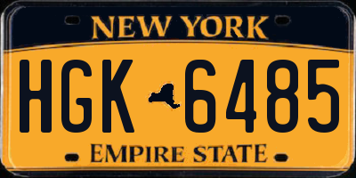 NY license plate HGK6485