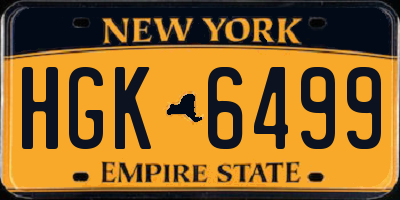 NY license plate HGK6499