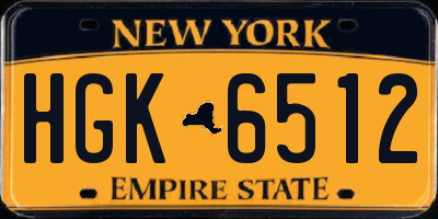 NY license plate HGK6512