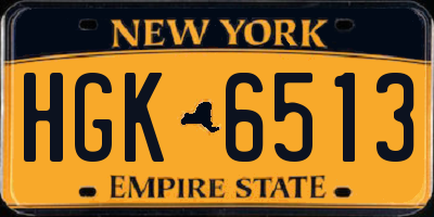 NY license plate HGK6513