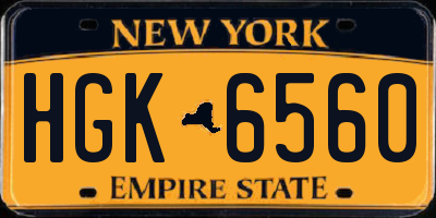 NY license plate HGK6560