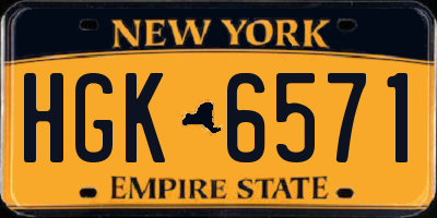 NY license plate HGK6571