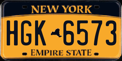 NY license plate HGK6573