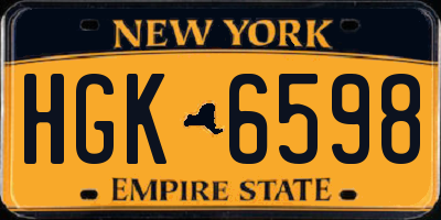 NY license plate HGK6598