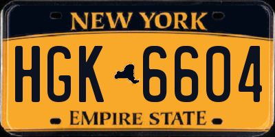 NY license plate HGK6604