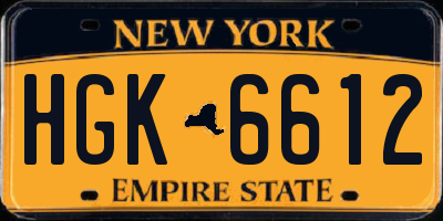 NY license plate HGK6612