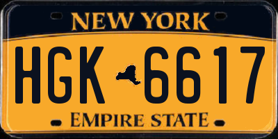 NY license plate HGK6617